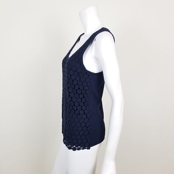 J. Crew Womens Size Small Navy Blue Tiered Dot Racerback Tank Top - Picture 5 of 8